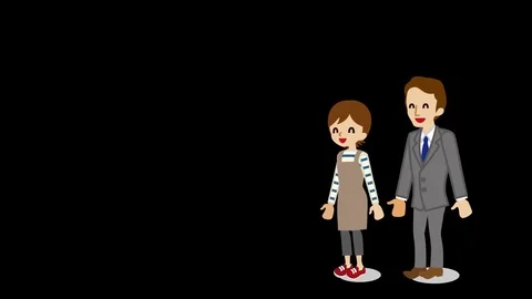 Alpha channel file ,Jumping couple -Young parents Stock Footage 80972514