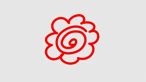 Alpha channel file - Line animation of  a flower icon Stock Footage 150139186