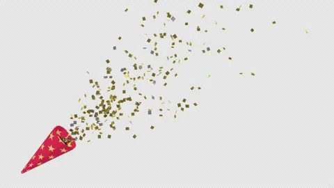 Alpha channel file - Party cracker exploding animation, flying confetti Stock Footage 137295627