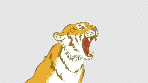 Alpha channel file - Roaring tiger animation Stock Footage 164365742
