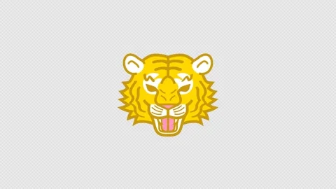 Alpha channel file - Roaring tiger face animation, simple cartoon style Stock Footage 164367633