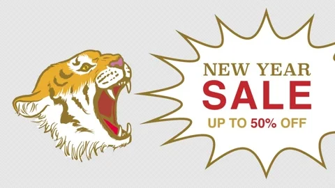 Alpha channel file - Shouting tiger with a speech bubble, Included words Stock Footage 164361108