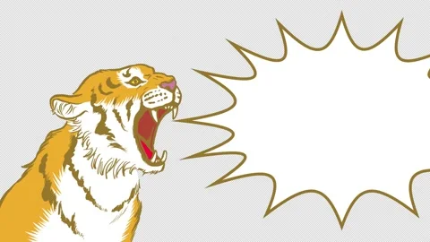 Alpha channel file - Shouting tiger with a blank speech bubble Video stock 164365801