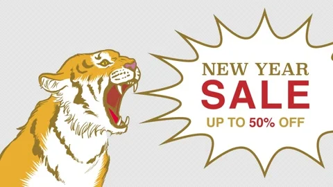 Alpha channel file - Shouting tiger with a speech bubble, Included words Stock Footage 164366302