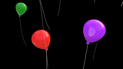 Alpha channel- Group of Balloons fly away animation -Multi Colored,3D Stock Footage 80705753