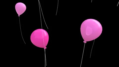Alpha channel- Group of Balloons fly away animation -Pink color, 3D Stock Footage 80747324