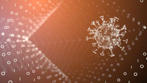 Alpha channel illuminating virus is moving through an abstract vortex over brown Video stock 124760254