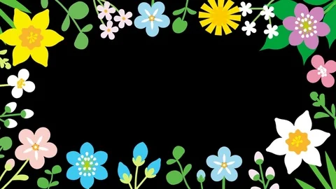 Alpha channel ,Loop-ready File, Round frame of Swinging Colorful flowers Stock Footage 82634588