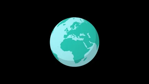 Alpha channel Rendered .Flat spinning Earth .Cartoon globe animation Stockbeeldmateriaal 86901874