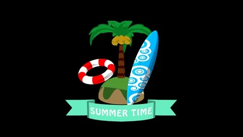 Alpha channel - Summertime concept animation Stock Footage 90754551