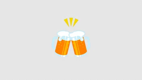 Alpha channel - Toast animation of two beer glasses, cartoon style Stock Footage 142174535