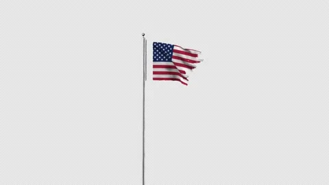 Alpha channel of torn American flag 4K Stock Footage 146034228