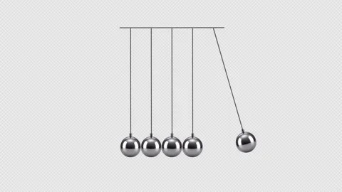 Alpha Channel Transparent Seamless Loop 3D Animation of Newtons Cradle with Five Stock Footage 348739237