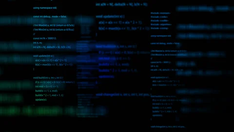 Alpha Computer data program code screen scrolling Stock Footage 122414875