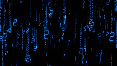 Alpha Falling of digital rain information flow 1 Stock Footage 128809045
