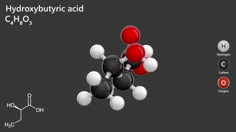 Alpha-hydroxybutyric acid or 2-Hydroxybutyric Acid. Gray back. 3D render Stock Footage 296225628