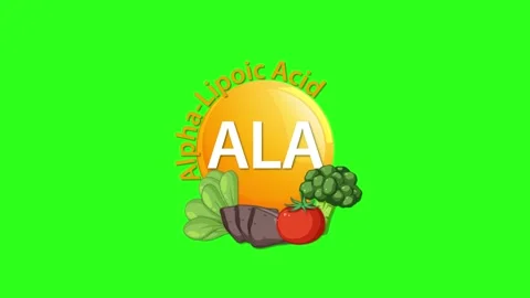 Alpha Lipoic Acid Animation With Vegetables on Green Background Stock Footage 313655041
