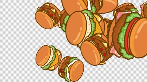 Alpha Material Hamburger Transition CG Stock Footage 240090117
