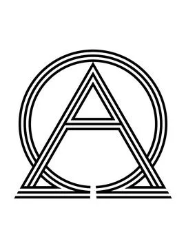 Alpha omega on white background for tattoo symbol religion icon logo. Stock Illustration