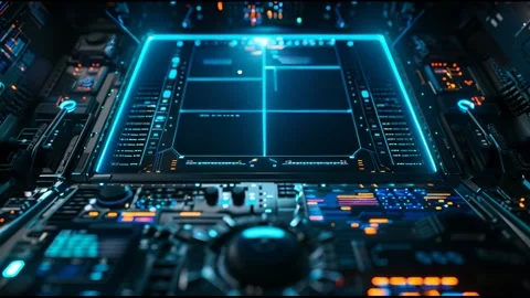 The Alpha PNG file includes a HUD interface. This displays code text in a f.. Stock Footage 275240401