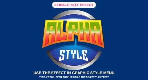 Alpha Style 3D editable text effect Stock Illustration
