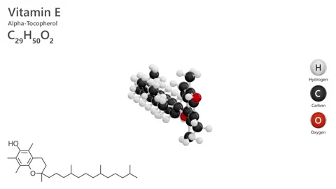 Alpha-tocopherol or Vitamin E. White background. 3d rendering Stock Footage 288001484