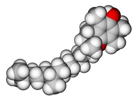 Alpha-tocopherol (vitamin E) space-filling molecular model Stock Illustration
