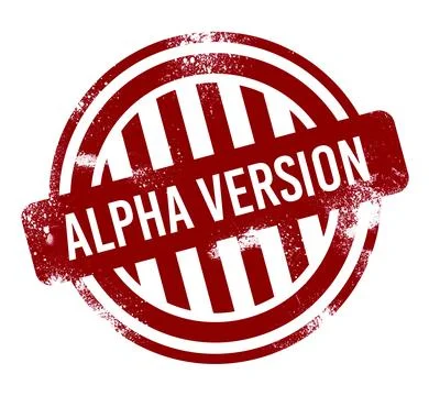 Alpha version, red grunge button, stamp Stock Illustration