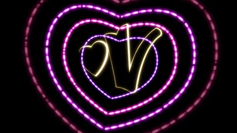 Alpha_Neon Valentine's letters Stock Footage 100705590