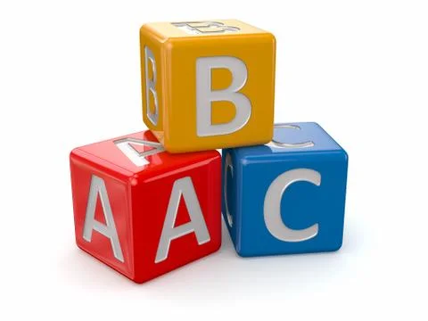 Alphabet. abc blocks cube on white background. 3d Stock Illustration