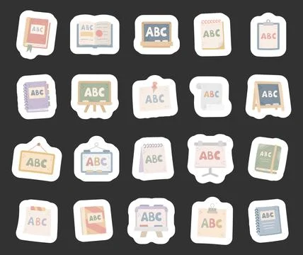 Alphabet abc education set featuring book Stock Illustration
