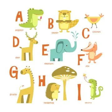 Alphabet and animals Stock Illustration