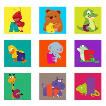 Alphabet animals from A to I Illustrazione stock