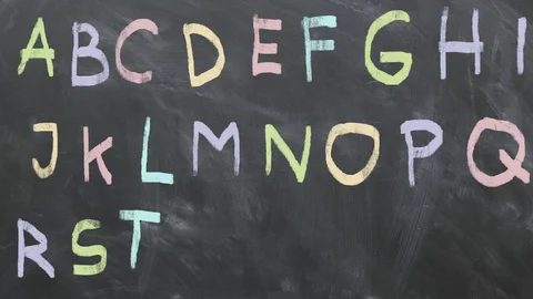 Alphabet Animation On Chalkboard. Stock Footage 95635667