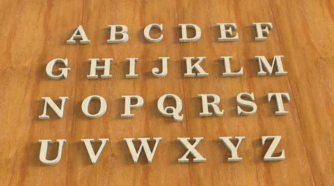 Alphabet array of letters made of wood on wooden background. 3d illustration. Stock Illustration
