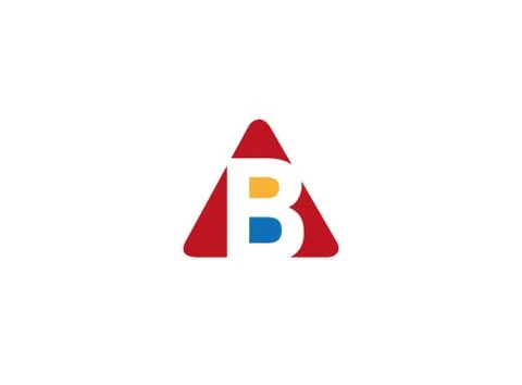 Alphabet B inside a triangle in multi colors for logo design Stock Illustration