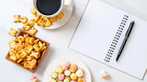 Alphabet biscuits with other biscuits Stock-Fotos