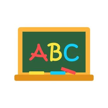 Alphabet blackboard icon in flat style. ABC text on board vector illustrati.. Stock Illustration