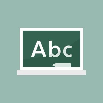 Alphabet blackboard icon in flat style. ABC text on board vector illustrati.. Stock Illustration