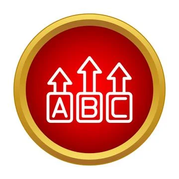 Alphabet blocks with arrows icon symbolizing education progress Stock Illustration