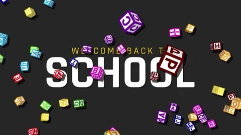 Alphabet Blocks Blast Slow Motion 3D Rendering, Back to School Text Appears Stock Footage 201865942