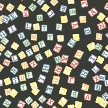 Alphabet blocks seamless pattern. Educational theme vector background Stock Illustration