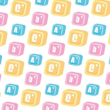 Alphabet blocks toys pattern background Stock Illustration