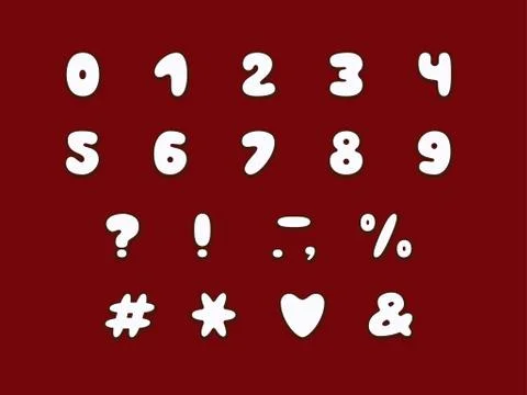 Alphabet bubble design. Numbers, punctuation marks. Bold font clip art Stock Illustration