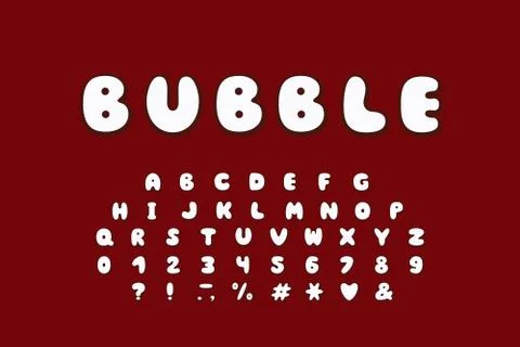 Alphabet bubble design. Upper case English letters. Bold font clip art Stock Illustration