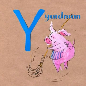 Alphabet for children with pig profession. Letter Y. Yardman Stock Illustration