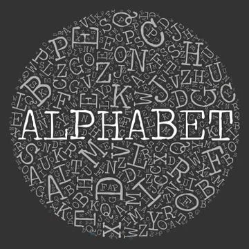 Alphabet circle theme with letter pattern on the background Stock Illustration