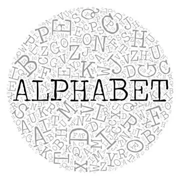 Alphabet circle theme with letter pattern on the background Illustrazione stock