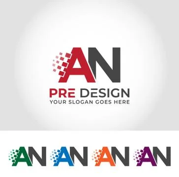 AN Alphabet Creative Logo Design Concept Stock Illustration