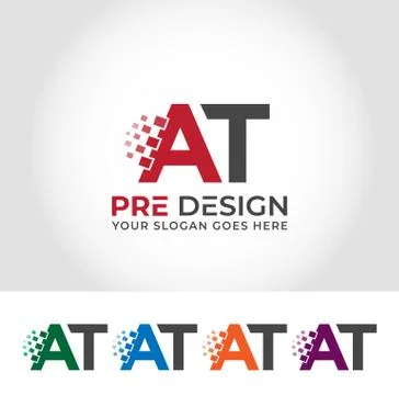 AT Alphabet Creative Logo Design Concept Stock Illustration